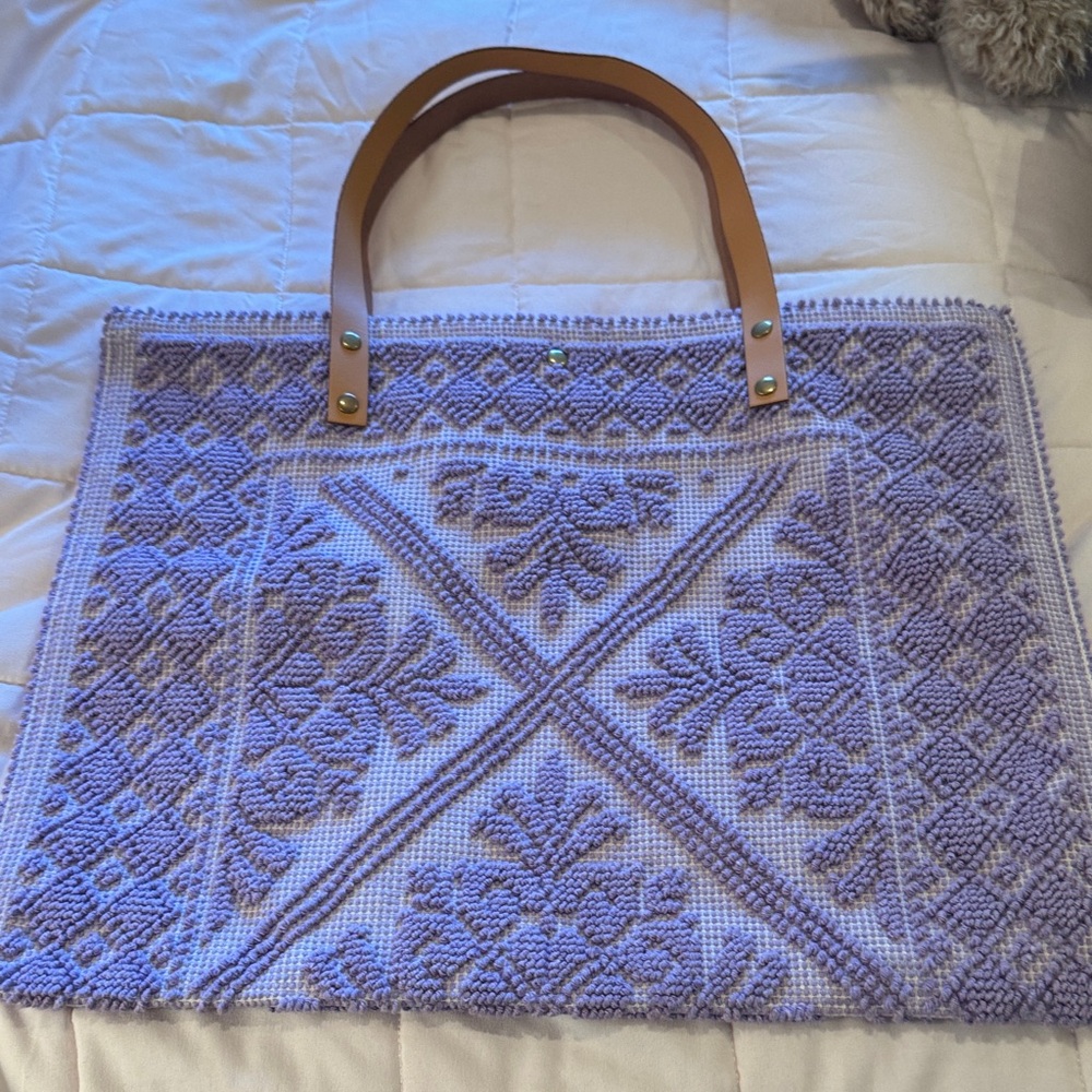 Elegant Purple Knit Tote Bag